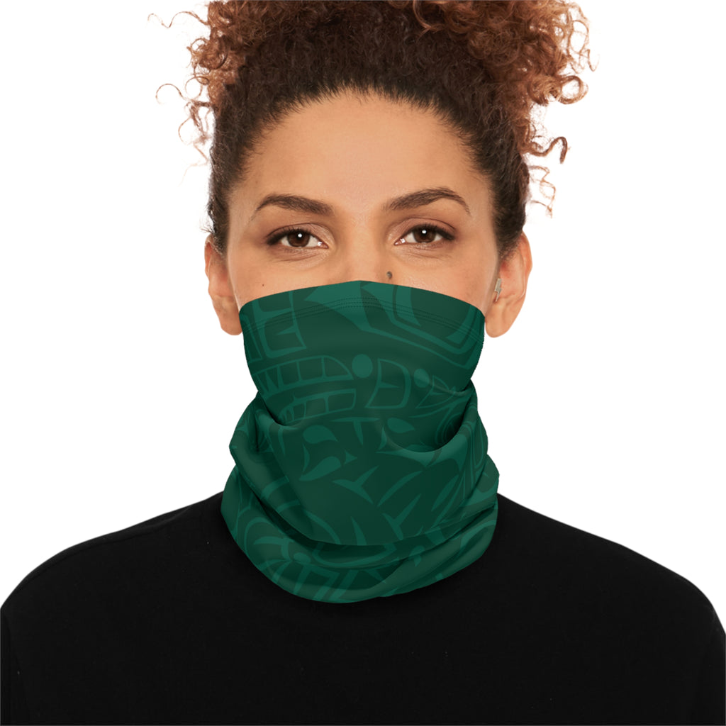 Neck Gaiter, Headband with Drawstring – Signature Print – Spruce Green