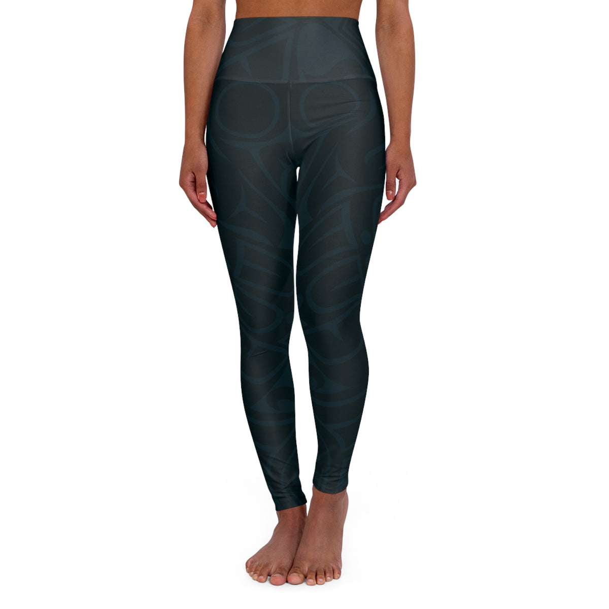 High Waisted Legging, Yoga Pant – Signature Print – Atlantic Blue