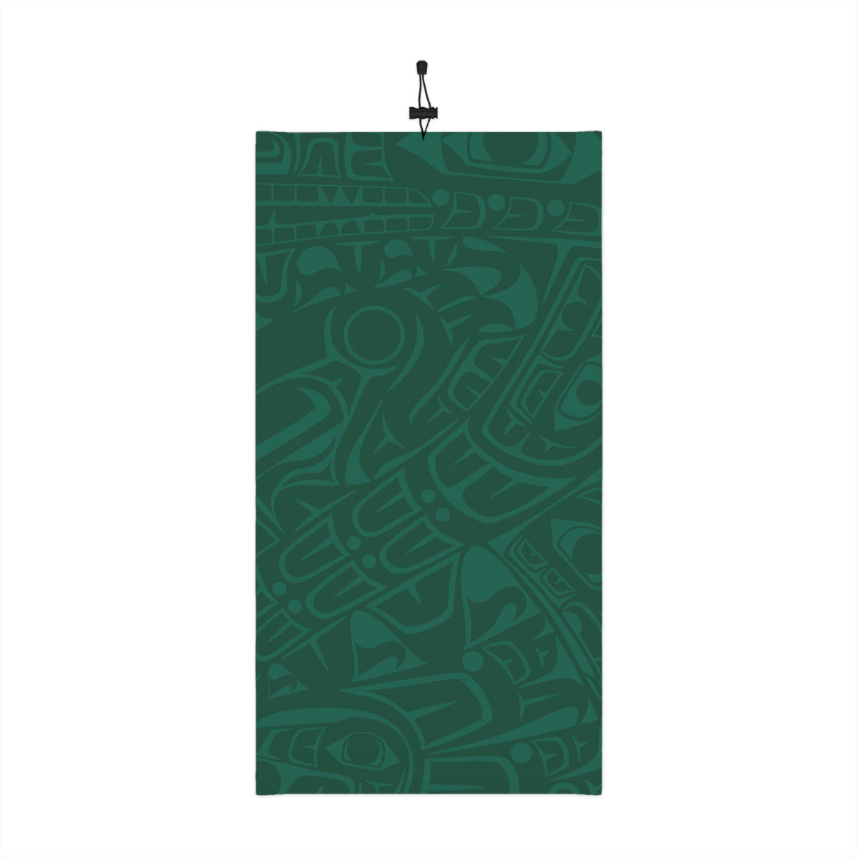 Neck Gaiter, Headband with Drawstring – Signature Print – Spruce Green