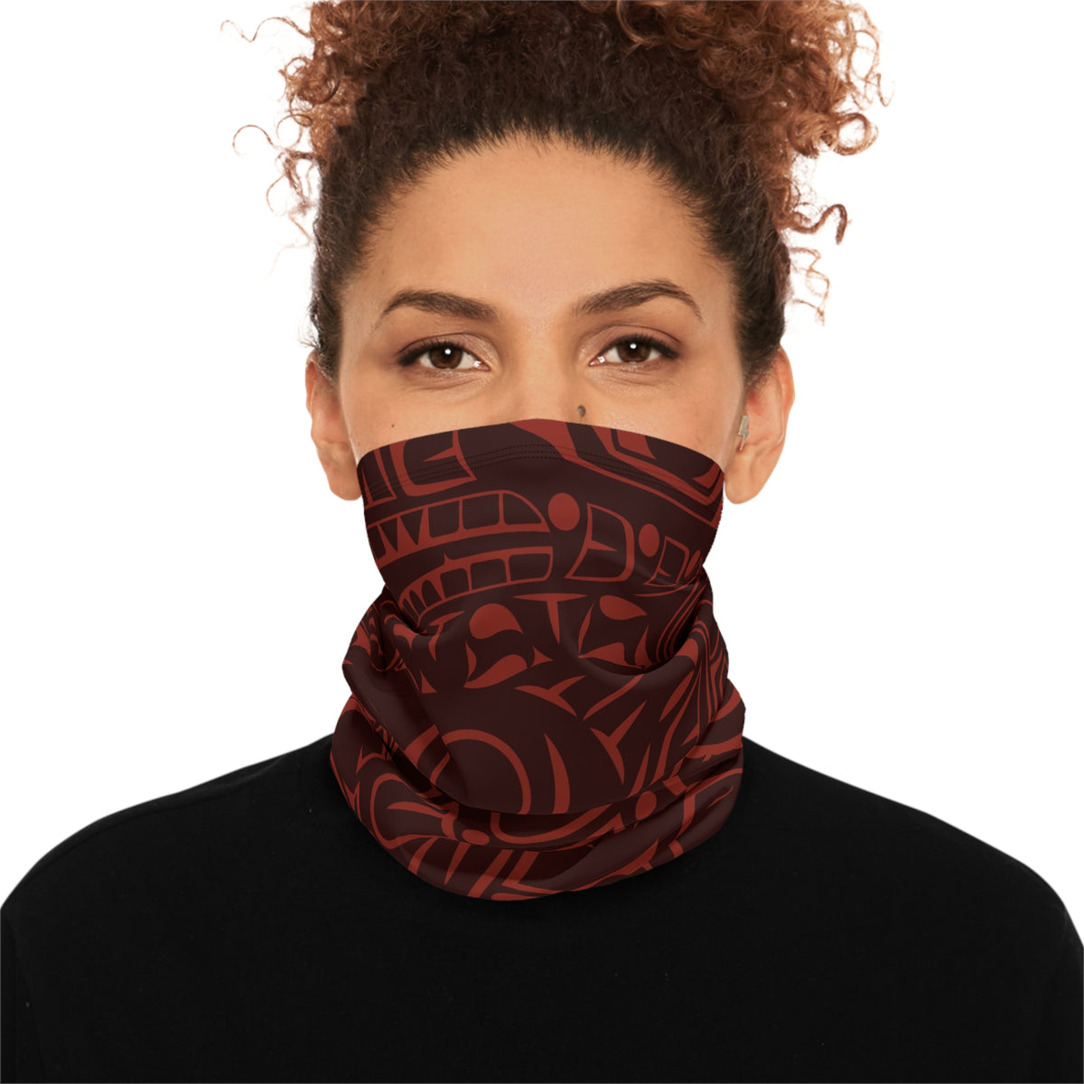 Neck Gaiter, Headband with Drawstring - Signature Print - Raven Red